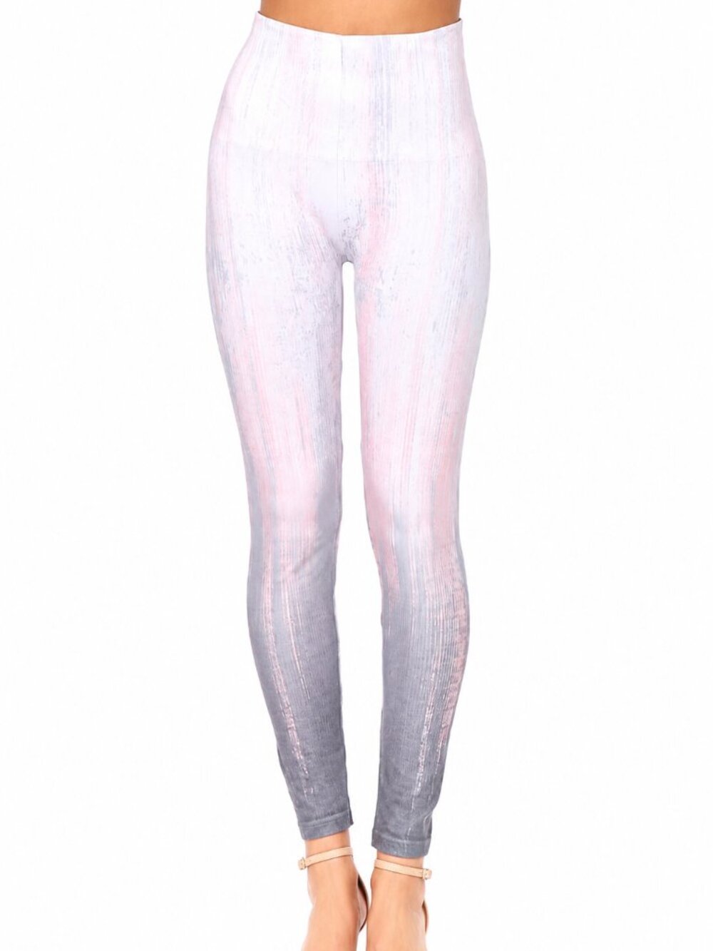 New M. Rena Subtle Rising Streaks Print Leggings. One Size